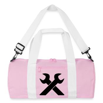 Home & Craft Logo – Wrench Crossed - Recycled Duffel Bag - pink/white - Front