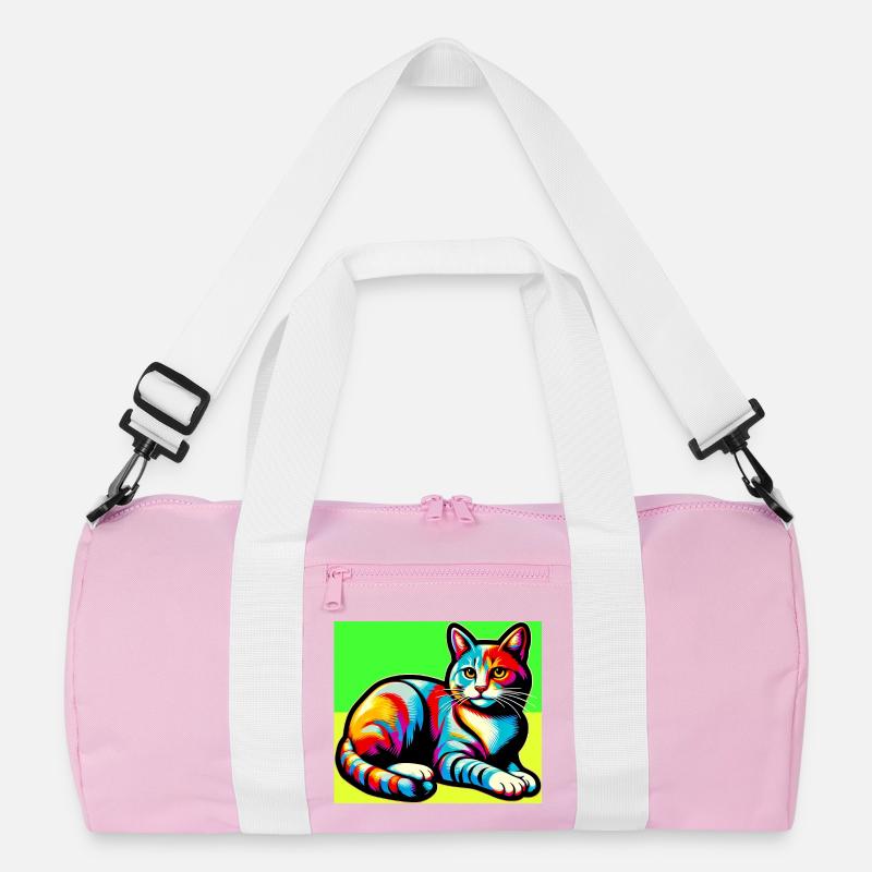 Katze - Recycelte Duffel Bag - Rosa/Weiß