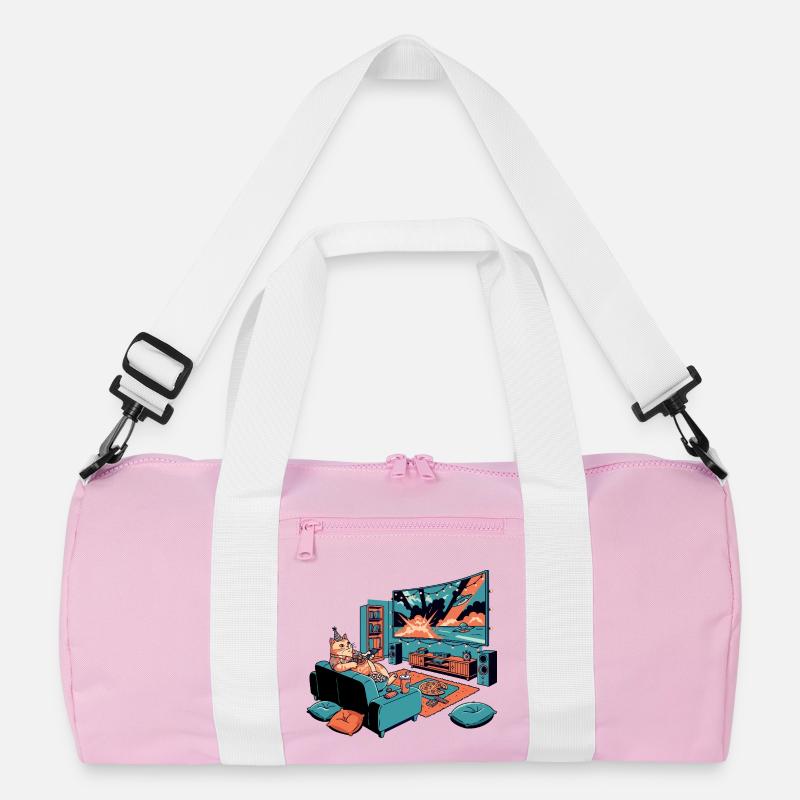 Dicke Sofakatze Chips TV Kino Abend Katze Motiv Recycelte Duffel Bag