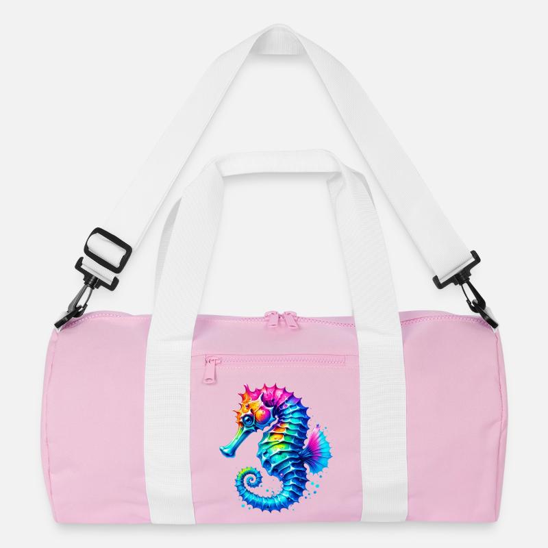 Seepferdchen - Recycelte Duffel Bag - Rosa/Weiß