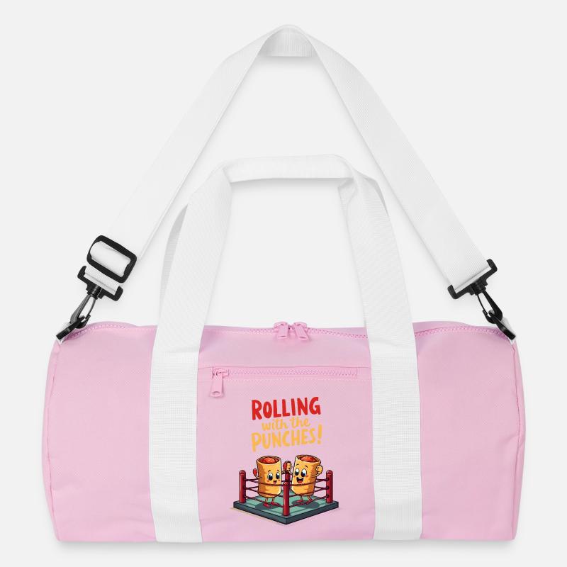 Rolling With The Punches - Recycelte Duffel Bag - Rosa/Weiß