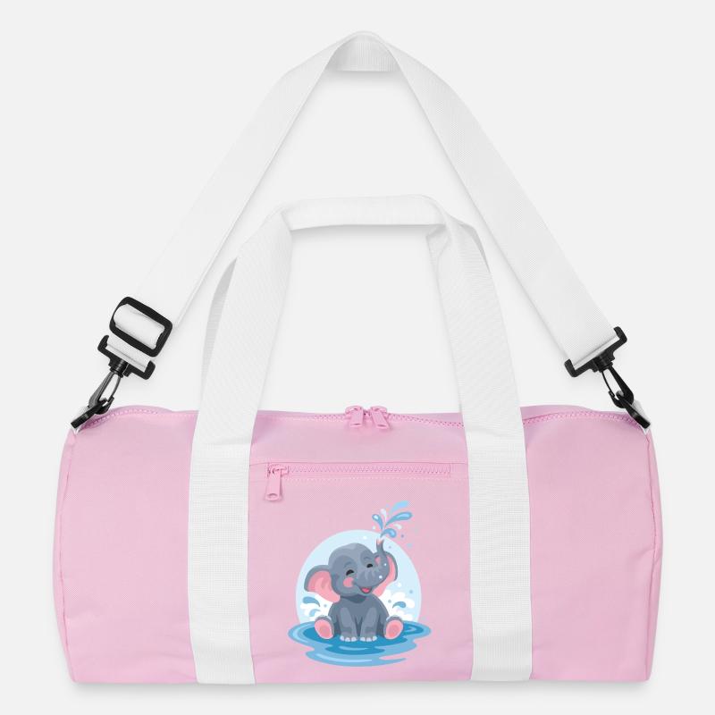 Kleiner Elefant - Recycelte Duffel Bag - Rosa/Weiß