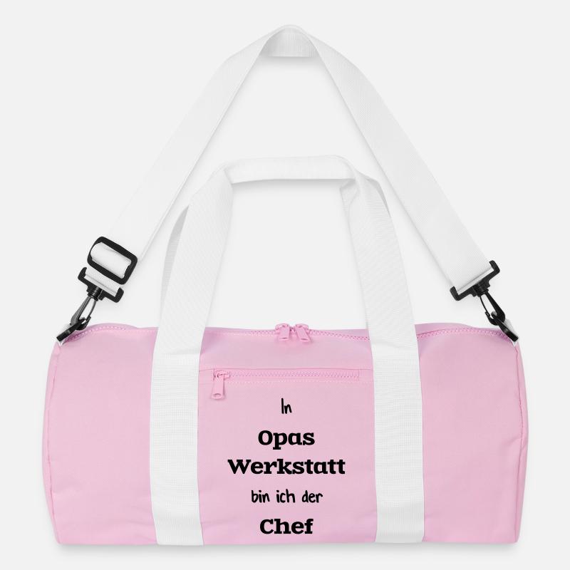 In Opas Werkstatt - Recycelte Duffel Bag - Rosa/Weiß