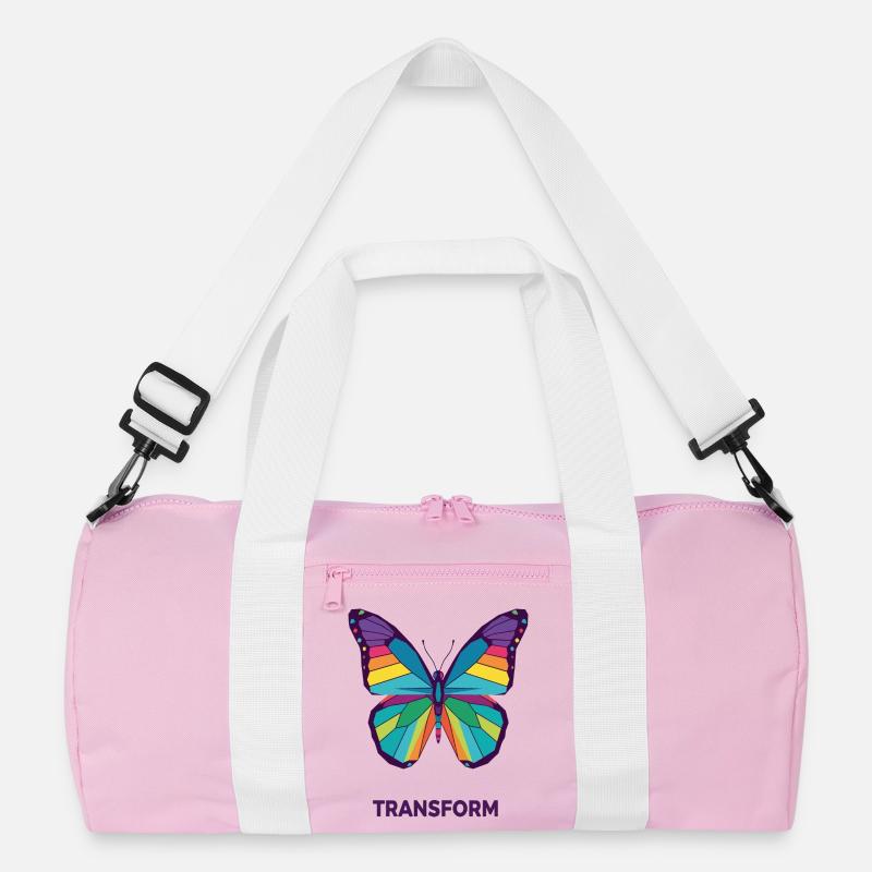 Rainbow Geometric Butterfly Recycled Duffel Bag
