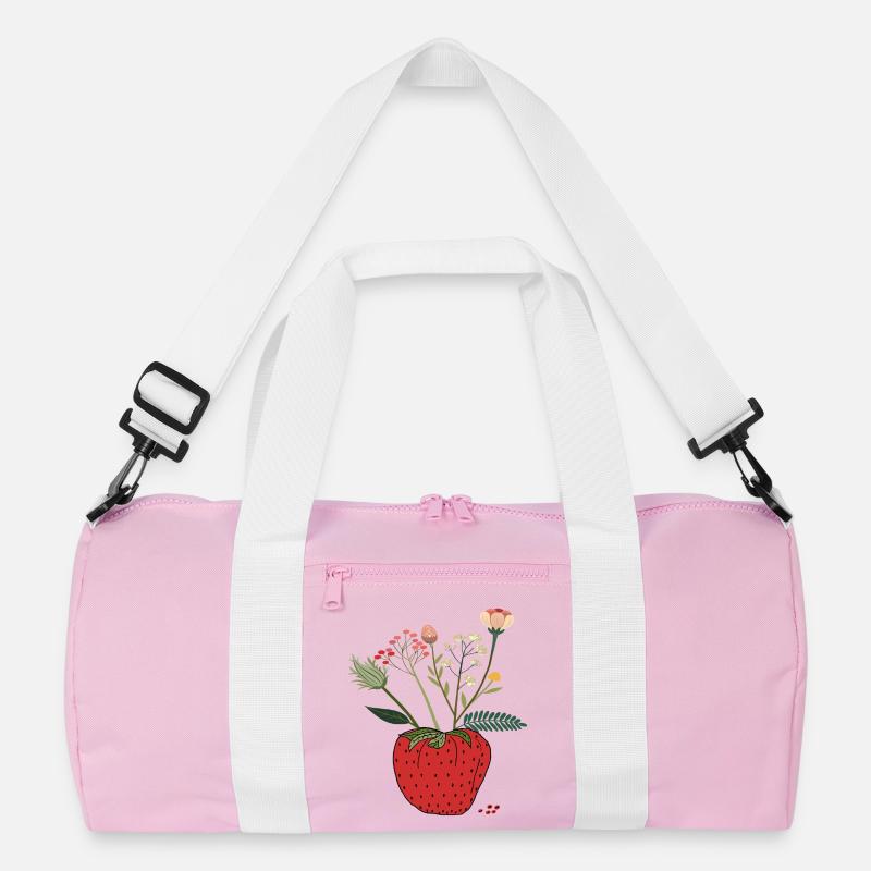 Erdbeere mit Blütenbouquet Recycelte Duffel Bag
