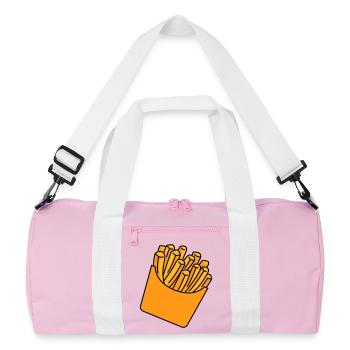 French Fries Illustration - Recycled Duffel Bag - pink/white - Front