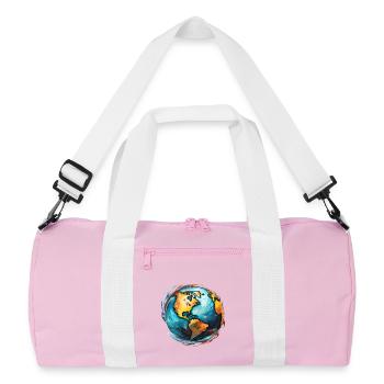 Globus in Bewegung - Recycelte Duffel Bag - Rosa/Weiß - Vorne
