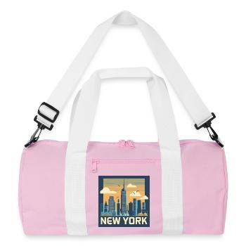 New York Skyline Retro Print - Recycled Duffel Bag - pink/white - Front