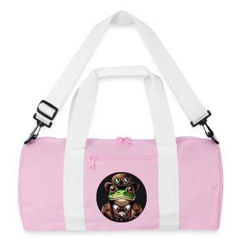 Frosch im Steampunk Outfit - Recycelte Duffel Bag - Rosa/Weiß - Vorne
