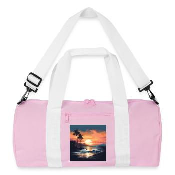 Tropical sunset on the beach - Recycled Duffel Bag - pink/white - Front