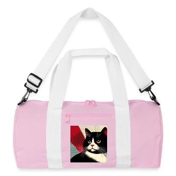 Cat 1 1 - Recycled Duffel Bag - pink/white - Front