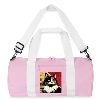 Cat 1 2 - Recycled Duffel Bag - pink/white - Front
