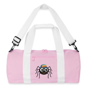 Cool spider with retro cap – cute & cheeky - Recycled Duffel Bag - pink/white - Front