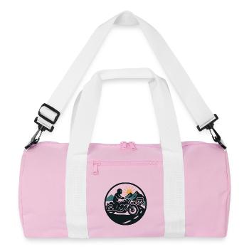 Straßen Biker Sonnenuntergang - Recycelte Duffel Bag - Rosa/Weiß - Vorne