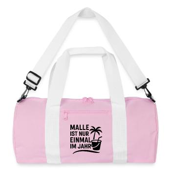 MALLE N’A LIEU QU’UNE FOIS PAR AN – Le classique - Sac de sport recyclé - rose/blanc - Devant
