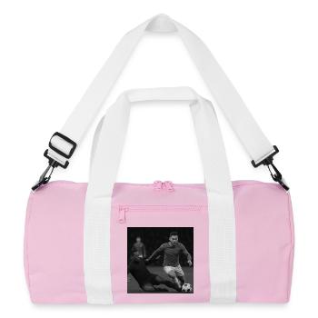 Dynamic Soccer Action Illustration - Recycled Duffel Bag - pink/white - Front