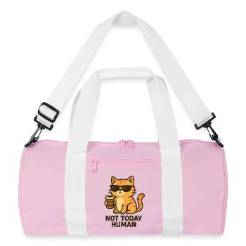 Not today, Human – Coffee Cat Design - Recycled Duffel Bag - pink/white - Front