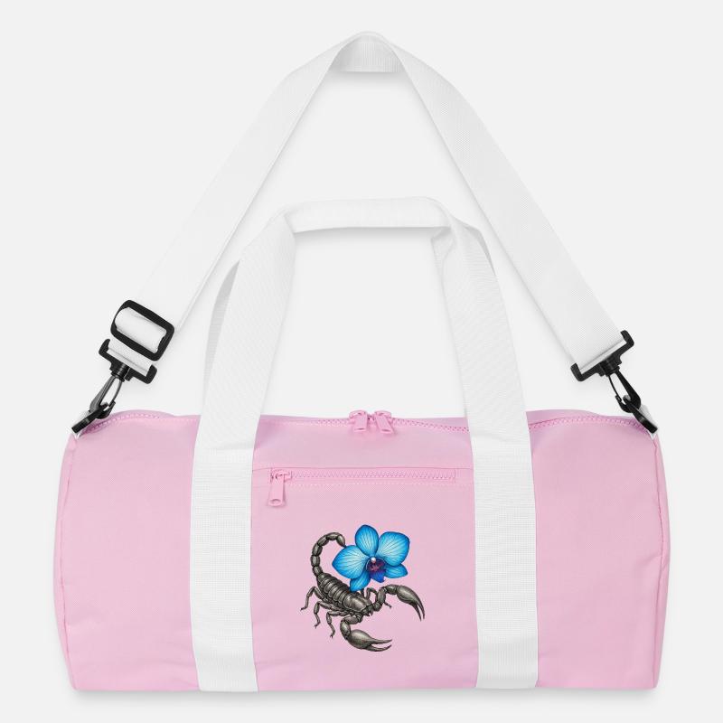 Skorpion mit blauer Orchidee Recycelte Duffel Bag