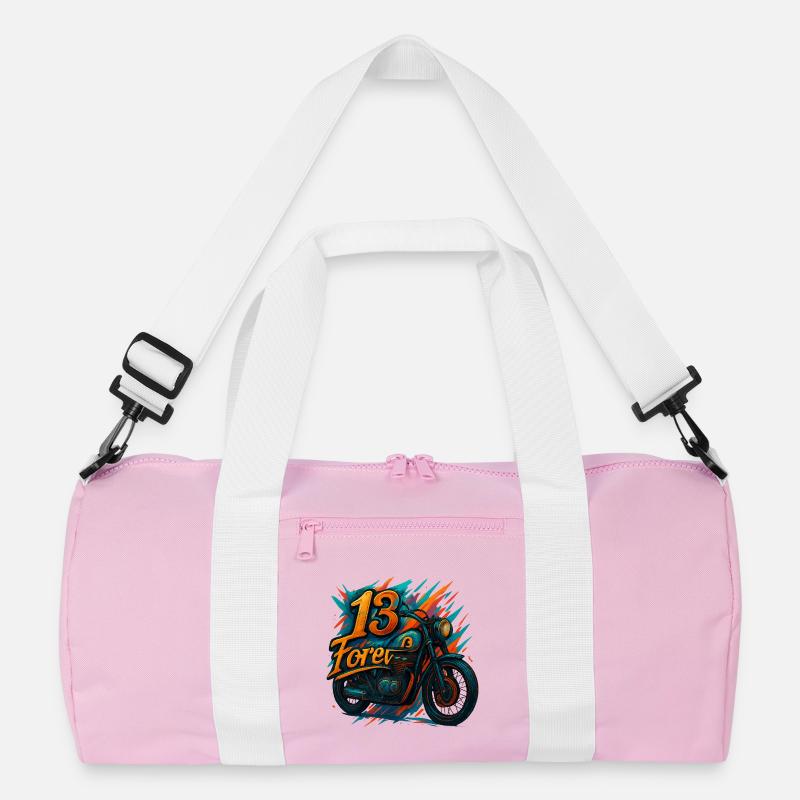 13FarbeMoto - Recycelte Duffel Bag - Rosa/Weiß
