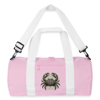 Filigree crab ornament in a circle - Recycled Duffel Bag - pink/white - Front