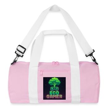 EcoGracz Gaming Pixel Art Design - Recycelte Duffel Bag - Rosa/Weiß - Vorne
