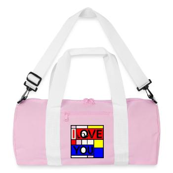 Abstrakte Liebe und Du Geometrisches Design - Recycelte Duffel Bag - Rosa/Weiß - Vorne