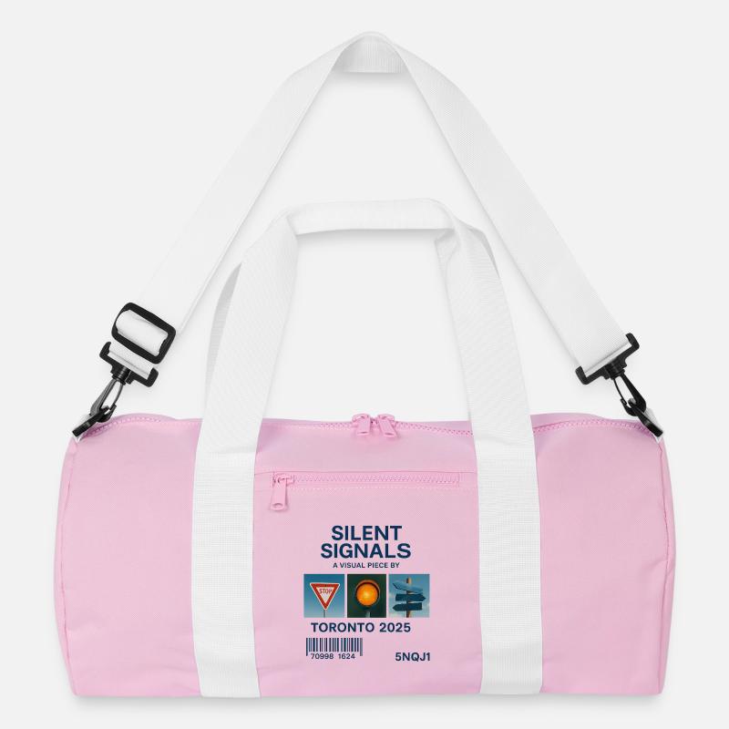 Stille Signale: Toronto 2025 - Recycelte Duffel Bag - Rosa/Weiß