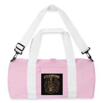 Crâne steampunk avec motif cylindre - Sac de sport recyclé - rose/blanc - Devant