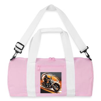 Motorradfahrer im Dynamik - Stil - Biker Kunstdesi - Recycelte Duffel Bag - Rosa/Weiß - Vorne