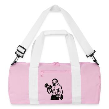 Muskelkraft beim Hanteltraining #nordicwarrior - Recycelte Duffel Bag - Rosa/Weiß - Vorne