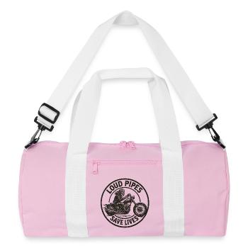 Laute Rohre retten Leben Motorrad-Design - Recycelte Duffel Bag - Rosa/Weiß - Vorne