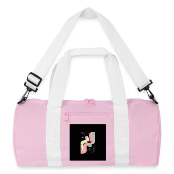 Female Abstract On Black Background - Recycled Duffel Bag - pink/white - Front