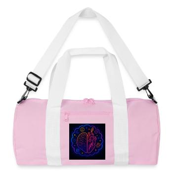 Creative Heart and Brain Neon Design - Recycled Duffel Bag - pink/white - Front