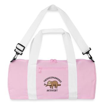 Energy Saving Slack Sloth Design - Recycled Duffel Bag - pink/white - Front