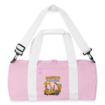 Baggsy Friends Construction Equipment Design - Recycled Duffel Bag - pink/white - Front