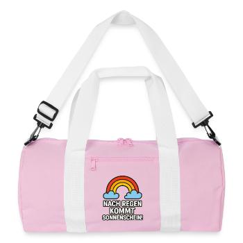 Nach_Regen_kommt_Sonnenschein - Recycelte Duffel Bag - Rosa/Weiß - Vorne