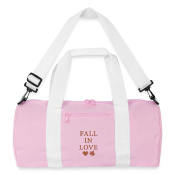 Herbstliebe Schriftzug mit Ahornblatt - Recycelte Duffel Bag - Rosa/Weiß - Vorne