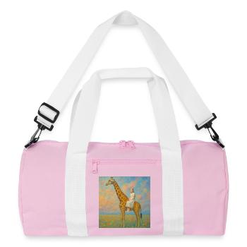 Träumen mit der Giraffe  - Recycelte Duffel Bag - Rosa/Weiß - Vorne