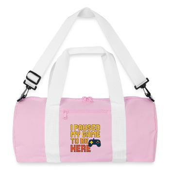I paused my game to be here - Recycled Duffel Bag - pink/white - Front