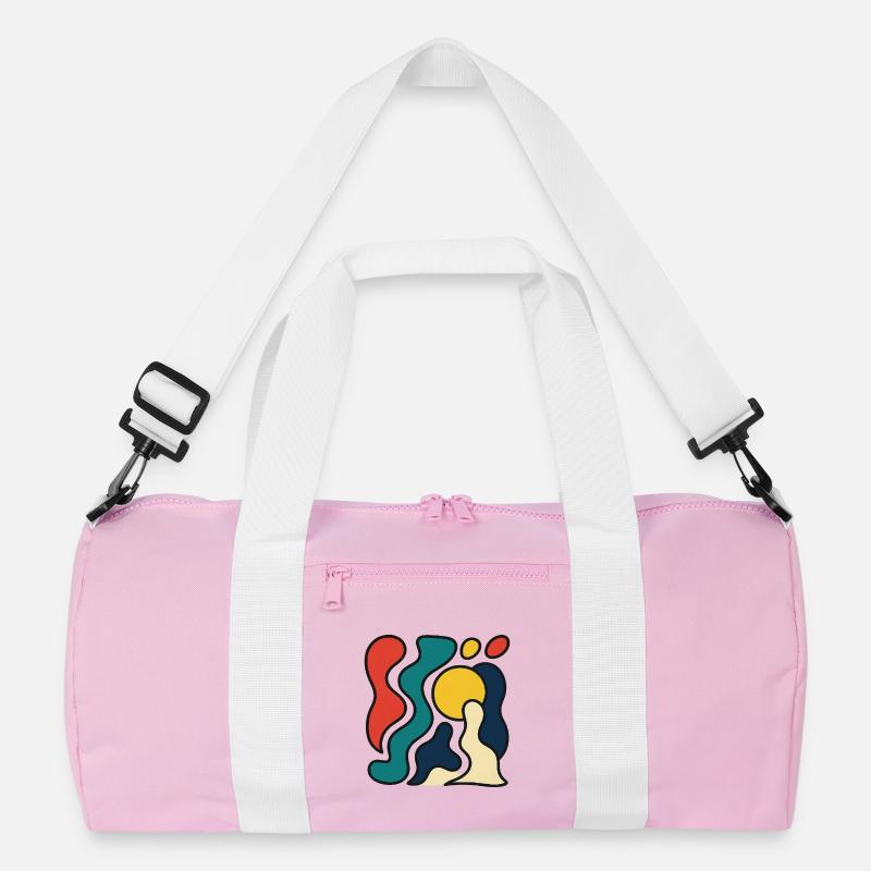 Abstraktes Design mit gelber Sonne Recycelte Duffel Bag