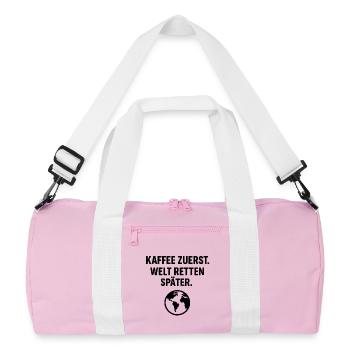 Coffee first - Recycled Duffel Bag - pink/white - Front