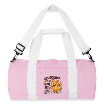 Chat marrant souris j'adore - Sac de sport recyclé - rose/blanc - Devant