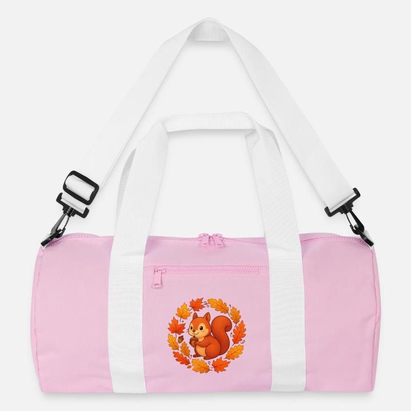 Herbstliches Eichhörnchen im Laubkranz Recycelte Duffel Bag