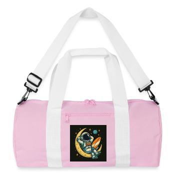 Mondkosmos Astro Surfer - Recycelte Duffel Bag - Rosa/Weiß - Vorne