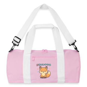 Kawaii Vixen Illustration - Recycled Duffel Bag - pink/white - Front