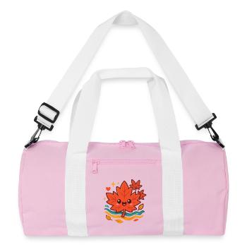 Cuddly Autumn Leaf Smile - Recycled Duffel Bag - pink/white - Front