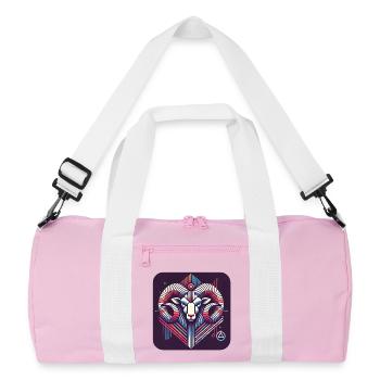 Neon Widder Ram Geometrische Linienkunst - Recycelte Duffel Bag - Rosa/Weiß - Vorne