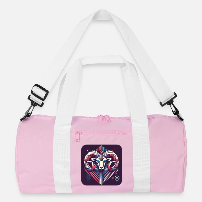 Neon Ram Ram Geometric Line Art Recycled Duffel Bag