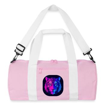Neon Polygon Tiger: Magenta to Blue - Recycled Duffel Bag - pink/white - Front