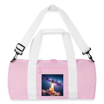 Raketensprung durch Nebelgalaxie - Recycelte Duffel Bag - Rosa/Weiß - Vorne